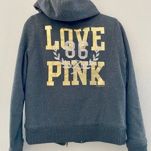 PINK gray fur jacket/hoodie